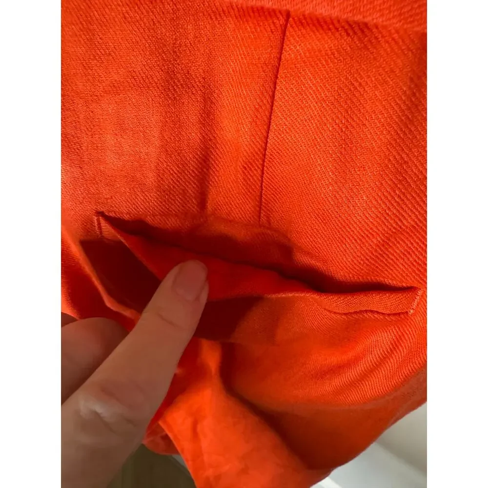 Banana Republic High Waist Paper bag Wide Leg Linen Cotton Pants Orange Size 0
